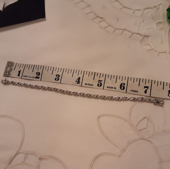 VINTAGE 925 SOLID STERLING SILVER CZ LOVE & KISSES TENNIS BRACELET - Picture 6 of 12